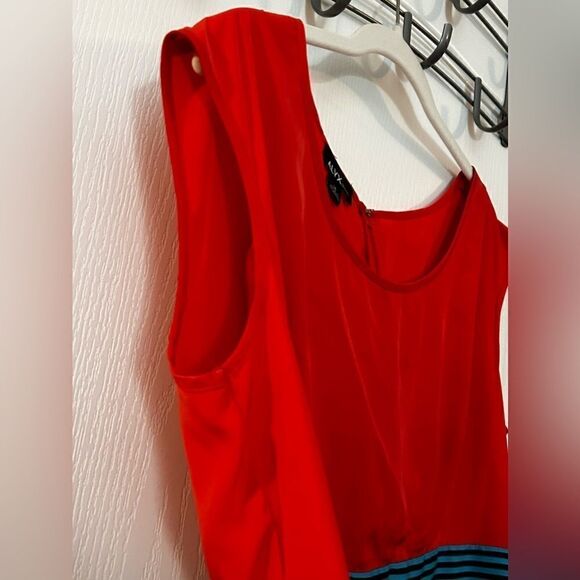 Alyx Faux Wrap Dress striped women’s size 14 EUC orange blue white - Picture 5 of 15